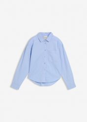 Koszula oversize z czystej bawełny. Niebieskie t-shirty i topy dla dziewczynek bonprix, bez wzorów, z bawełny, bez ramiączek. Za 79.99 zł.