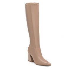 Kozaki Nine West. Brązowe kozaki damskie Nine West, bez obcasa, na słupku. Za 329.99 zł.