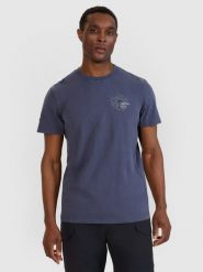 4F T-shirt regular z nadrukiem męski - szary XXL. Szare koszulki sportowe męskie 4f, m, bez wzorów, z bawełny, klasyczne, bez kołnierzyka. W wyprzedaży za 49.99 zł.