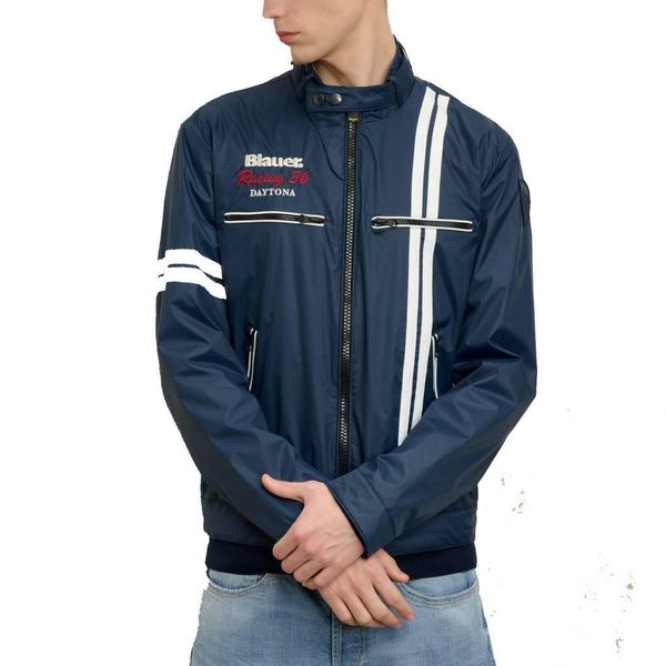 Kurtka BLAUER BIKER DAYTONA TETLOW Niebieski. Niebieskie kurtki męskie Blauer, xl, bez wzorów, z tkaniny, bez kaptura. Za 689.99 zł.