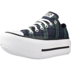 Buty CONVERSE CHUCK TAYLOR ALL STAR LIFT DOUBLE STACK PLATFORM PLAID Zielony. Zielone obuwie sportowe damskie Converse, bez wzorów, z tkaniny, trekkingowe. Za 426.56 zł.