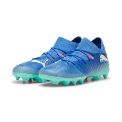 Buty piłkarskie męskie Puma Future 7 Match. Niebieskie buty sportowe męskie Puma, z materiału, bez zapięcia, do piłki nożnej. Za 179.00 zł.