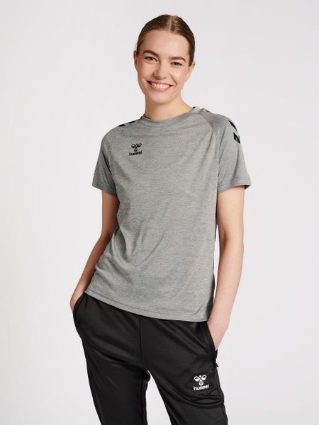 Koszulka damska Hummel Core Poly. Szare koszulki sportowe damskie Hummel, xl, bez wzorów, z materiału, bez kołnierzyka, bez ramiączek, na fitness i siłownię. Za 129.00 zł.