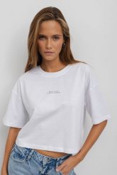 T-SHIRT PENNY "BETTER TOGETHER" BIAŁY L - Flawless. Białe t-shirty damskie Flawless, l, bez wzorów, z bawełny, eleganckie, bez kołnierzyka. Za 168.00 zł.