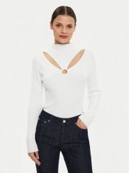 Morgan Sweter 241-MELINE Biały Slim Fit. Białe swetry damskie Morgan, m, bez wzorów, z wiskozy, bez kołnierzyka, bez ramiączek, bez kaptura. Za 229.99 zł.