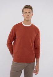 Lekki sweter S-RADO. Brązowe swetry przez głowę męskie Volcano, m, bez wzorów, z bawełny, bez kołnierzyka. Za 139.99 zł.
