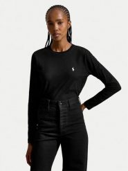 Polo Ralph Lauren Bluzka 211B14604004 Czarny Regular Fit. Czarne bluzki damskie Polo Ralph Lauren, m, bez wzorów, bez kołnierzyka, bez ramiączek. Za 439.99 zł.