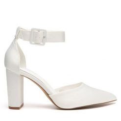 Czółenka JENNY. Białe czółenka damskie Jenny, bez wzorów, bez obcasa, bez zapięcia. Za 129.99 zł.