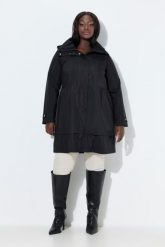 Damskie Płaszcz z sympateksu wodoodporny stójka kieszenie zapinane na zamek. Czarne płaszcze damskie Ulla Popken, plus size, bez wzorów, z materiału, plus size, długie, z kapturem. Za 1,399.99 zł.