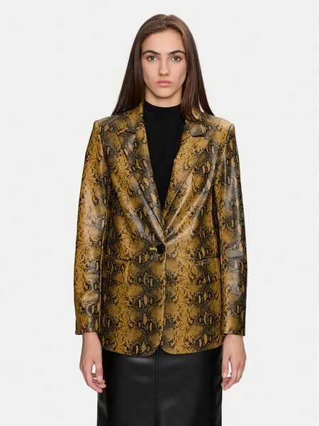 Sisley Marynarka 2S6VLW029 Brązowy Regular Fit. Brązowe żakiety damskie Sisley, s, bez wzorów, ze skóry. Za 579.99 zł.