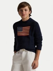 Polo Ralph Lauren Sweter Hunter 323668285001 Granatowy Regular Fit. Niebieskie swetry dla chłopców Polo Ralph Lauren, bez wzorów, z bawełny, bez kołnierzyka, bez kaptura. Za 629.99 zł.