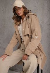 Brązowa Kurtka Przejściowa Typu Parka z Odpinanym Kapturem Ozdobiona Sznurkami Fallaiah. Brązowe kurtki damskie Renee, l, bez wzorów. Za 189.99 zł.