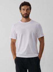 4F T-shirt regular z antybakteryjnym wykończeniem Polygiene męski - biały 3XL. Białe t-shirty męskie 4f, l, bez wzorów, z dzianiny, klasyczne, bez kołnierzyka. Za 69.99 zł.