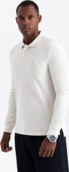 Ombre Strukturalny longsleeve męski polo z naszywką biały V2 OM-POLS-0131 L. Białe bluzki z długim rękawem męskie Ombre, l, z aplikacjami, bez ramiączek. Za 139.99 zł.