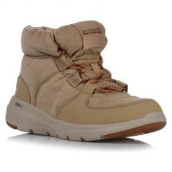 Buty do chodzenia damskie Skechers Glacial Ultra-trend. Brązowe obuwie sportowe damskie Skechers, bez wzorów, z materiału, trekkingowe. Za 429.00 zł.