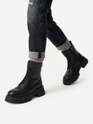 G-Star Raw Trzewiki CEO-WI16-525-02 Czarny. Czarne botki damskie G-Star, ze skóry, retro, bez obcasa, na słupku, bez zapięcia. Za 379.99 zł.