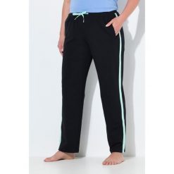 Damskie Spodnie dresowe paski po bokach proste nogawki elastyczny ściągacz. Czarne spodnie dresowe damskie Ulla Popken, plus size, bez wzorów, z bawełny. Za 143.99 zł.