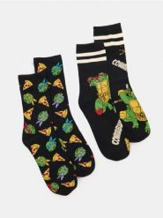Skarpetki 2 pack Teenage Mutant Ninja Turtles - czarny. Czarne skarpety męskie Sinsay, bez wzorów. Za 15.99 zł.