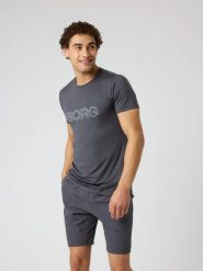 Bjorn_borg BORG GRAPHIC T-shirt z recyklingowanego poliestru - ASPHALT. Szare t-shirty męskie Björn Borg, l, bez wzorów, bez kołnierzyka. Za 196.00 zł.