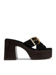 Guess Jeans Klapki CEO-JD421-3 Czarny. Czarne klapki damskie Guess Jeans, z aplikacjami, z jeansu, bez obcasa. Za 329.99 zł.