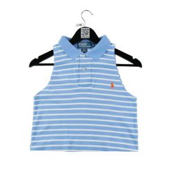 Second life - Kobiety Jasnoniebieski - Jak nowy. Niebieskie koszulki sportowe damskie Ralph Lauren, bez wzorów, bez kołnierzyka, bez ramiączek, na golfa. Za 97.25 zł.