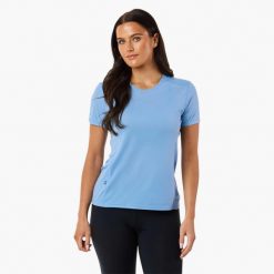 Koszulka treningowa damska Swedemount Ultra Light Tee szybkoschnąca. Niebieskie koszulki sportowe damskie SWEDEMOUNT, bez wzorów, sportowe, bez kołnierzyka. Za 129.99 zł.