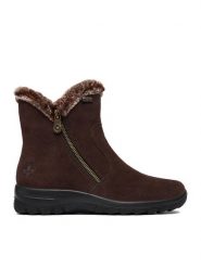 Rieker Botki CEO-L7162-25 Brązowy. Brązowe botki damskie Rieker, ze skóry, bez obcasa, na płaskiej podeszwie, bez zapięcia. Za 399.99 zł.