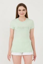 GUESS Zielony damski t-shirt Sangallo Tee, Rozmiar S. Zielone t-shirty damskie Guess, s, z aplikacjami, bez kołnierzyka. W wyprzedaży za 166.99 zł.