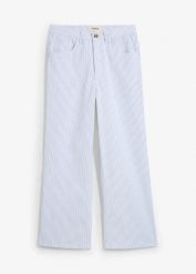 Dżinsy Wide Leg, high waist, cropped. Białe jeansy damskie bonprix, z podwyższonym stanem. Za 124.99 zł.