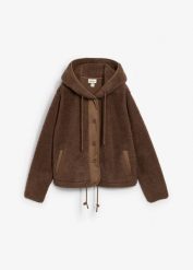 Bluza rozpinana z kożuszkowego polaru. Brązowe bluzy damskie bonprix, bez wzorów, z polaru, bez kaptura. Za 169.99 zł.