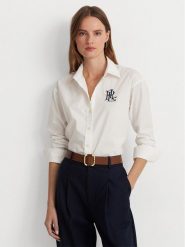 Lauren Ralph Lauren Koszula 200932538001 Biały Straight Fit. Białe bluzki damskie Lauren Ralph Lauren, xxl, bez wzorów, z bawełny, bez kołnierzyka, bez ramiączek. Za 439.99 zł.