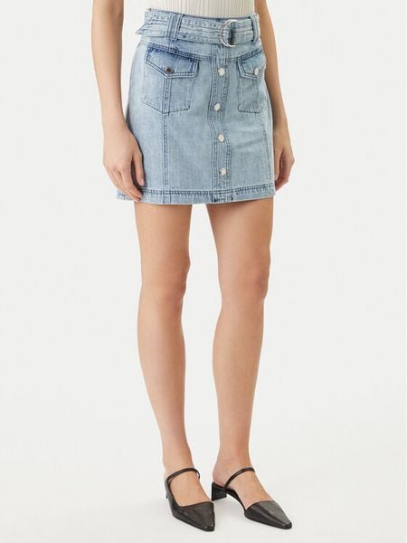 Morgan Spódnica jeansowa 251-JOLAM Błękitny Regular Fit. Niebieskie spódnice damskie Morgan, bez wzorów, z bawełny. Za 203.99 zł.