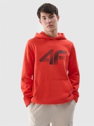 4F Bluza dresowa nierozpinana z kapturem męska - czerwona M. Czerwone bluzy męskie 4f, m, bez wzorów, z bawełny, z kapturem. W wyprzedaży za 129.99 zł.
