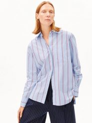 ARMEDANGELS bluzka koszulowa - Stripe Loose Kobiety Bawełna niebieski, S. Niebieskie bluzki damskie ARMEDANGELS, s, bez wzorów, z bawełny, bez kołnierzyka, bez ramiączek. Za 329.95 zł.