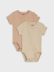 Bawełniane body 2 pack - beżowy. Brązowe body niemowlęce Sinsay, bez wzorów, z bawełny, bez ramiączek. Za 19.99 zł.