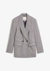 Żakiet z wełną. Szare żakiety damskie bonprix, bez wzorów, z wełny, eleganckie. Za 359.99 zł.