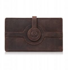 Paolo Peruzzi Portfel damski duży skórzany vintage brązowy T-134-HBR. Brązowe portfele damskie Paolo Peruzzi, bez wzorów. Za 173.06 zł.