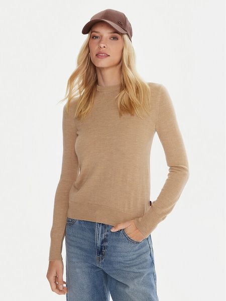 Robe di Kappa Sweter Emmy 64114YW Beżowy Regular Fit. Brązowe swetry damskie Robe di Kappa, s, bez wzorów, z wełny, bez kołnierzyka, bez ramiączek, bez kaptura. Za 165.99 zł.