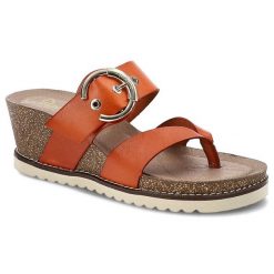 Pomarańczowe Klapki Yokono Wygodne Buty Na Koturnie. Brązowe klapki damskie Yokono, bez wzorów, z gumy, wakacyjne, bez obcasa, na koturnie. Za 209.00 zł.
