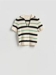 Sweter polo - wielobarwny. Swetry damskie Reserved, l, bez wzorów, z dzianiny, bez kołnierzyka, bez ramiączek, bez kaptura. Za 179.99 zł.