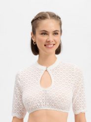 Krüger Dirndl bluzka dirndl Kobiety Koronka biały, 40. Białe bluzki damskie Krüger Dirndl, bez wzorów, z koronki, eleganckie, bez kołnierzyka, bez ramiączek. Za 299.95 zł.