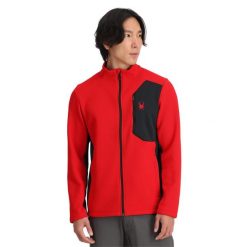 Bluza męska Spyder Bandit Full Zip. Czerwone bluzy sportowe męskie Spyder, m, bez wzorów, bez kaptura, narciarskie. Za 649.99 zł.