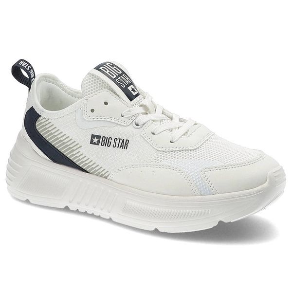 Białe Sneakersy Big Star Wygodne Buty Damskie. Białe obuwie sportowe damskie Big Star, bez wzorów, z materiału. Za 139.00 zł.