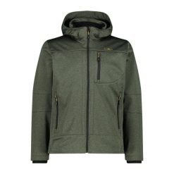 Kurtka z zamkiem błyskawicznym z kapturem CMP. Czarne kurtki sportowe męskie CMP, bez wzorów, z softshellu, trekkingowe. Za 411.15 zł.