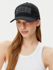 Guess Czapka z daszkiem W5GZ15 WEGD0 Czarny. Czarne czapki i kapelusze damskie Guess, z aplikacjami, z bawełny. Za 79.99 zł.