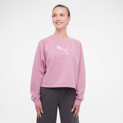 Bluza damska Puma Gym & Pilates crop. Czerwone bluzy sportowe damskie Puma, bez wzorów, z bawełny, na fitness i siłownię. Za 169.99 zł.
