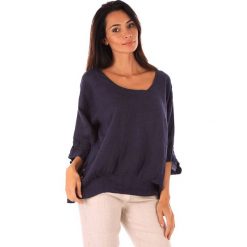 Lniana koszulka w kolorze granatowym. T-shirty damskie marki 100% Leinen. W wyprzedaży za 87.95 zł.