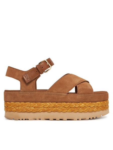 Ugg Espadryle W Aubrey Ankle Strap 1167471 Brązowy. Brązowe sandały damskie UGG, bez wzorów, ze skóry, bez obcasa, bez zapięcia. Za 529.99 zł.