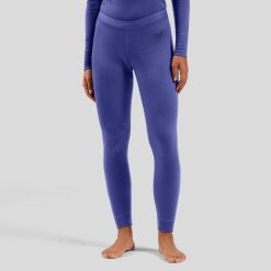 Spodnie Odlo BL BOTTOM long MERINO 160. Niebieskie spodnie sportowe damskie Odlo, bez wzorów, trekkingowe. W wyprzedaży za 305.89 zł.