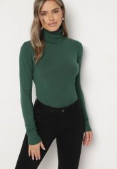 Zielony Golf Sweter z Wiskozą i Kaszmirem Zailaya. Zielone swetry damskie Born2be, bez wzorów, z jeansu, bez kołnierzyka, bez ramiączek, bez kaptura. Za 64.99 zł.